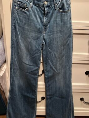 MOTHER Flared Wide-Leg Jeans in Medium Blue Wash